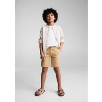 Gestreiftes Leinenhemd mit Stehkragen Gestreiftes Leinenhemd mit Stehkragen von Mango Kids