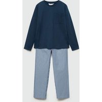 Langer Baumwoll-Pyjama mit Streifenmuster Langer Baumwoll-Pyjama mit Streifenmuster von Mango Kids