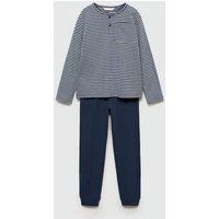 Langer Baumwoll-Pyjama mit Streifenmuster von Mango Kids