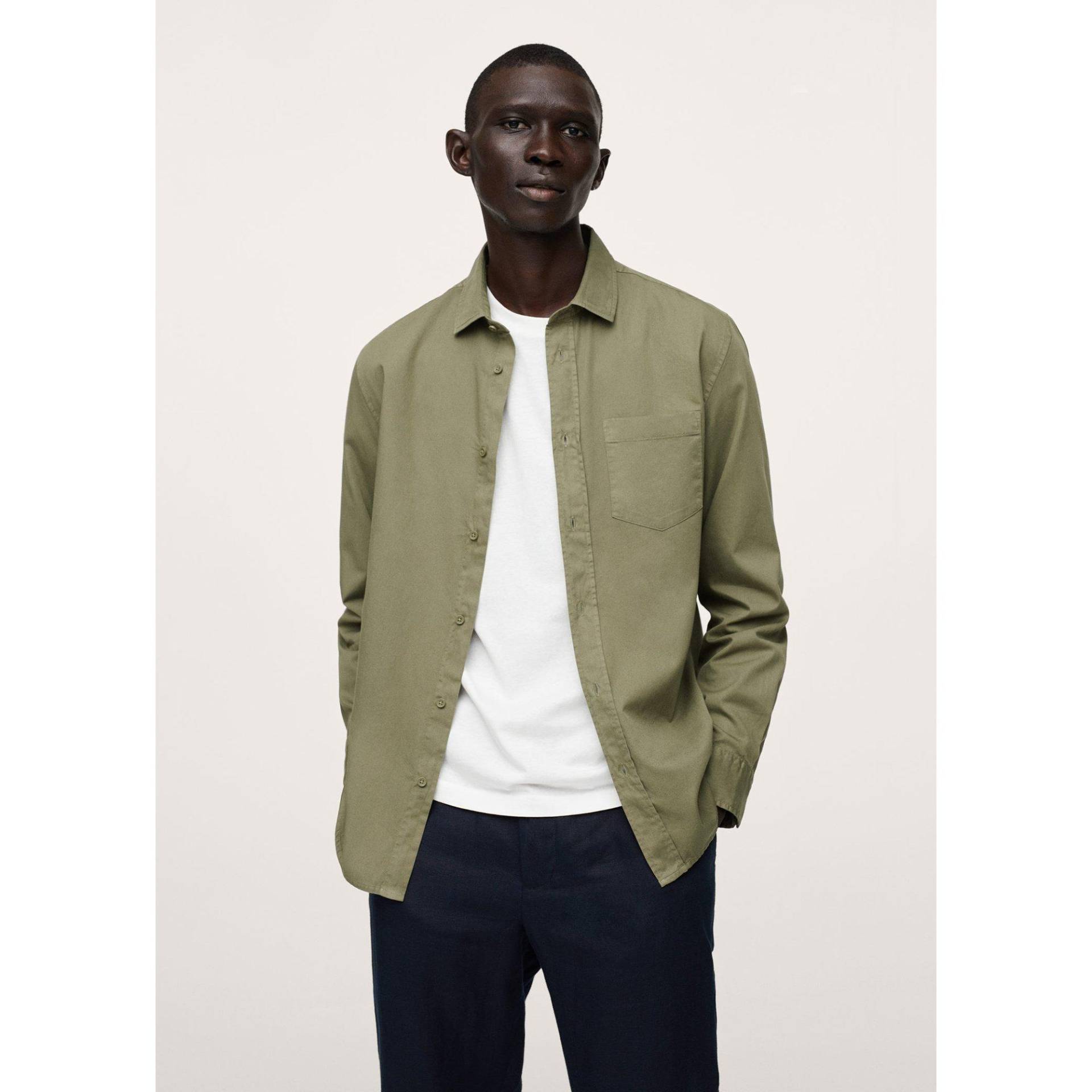 Hemd, Langarm Herren Khaki XS von Mango Man