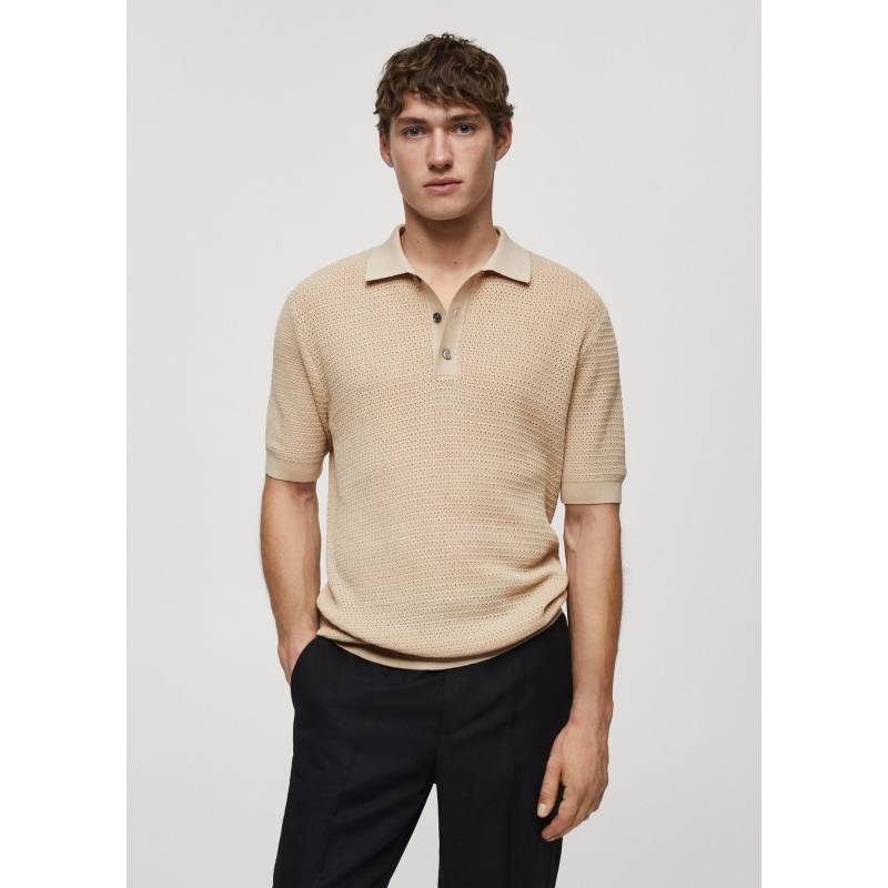 Poloshirt, Kurzarm Herren Beige L von Mango Man