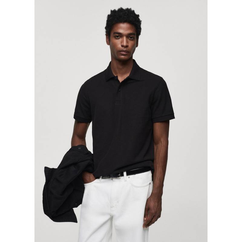 Poloshirt, Kurzarm Herren Black L von Mango Man