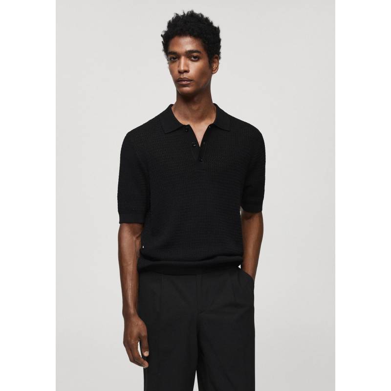 Poloshirt, Kurzarm Herren Black L von Mango Man