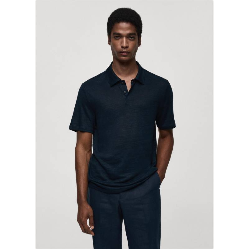 Poloshirt, Kurzarm Herren Blau L von Mango Man