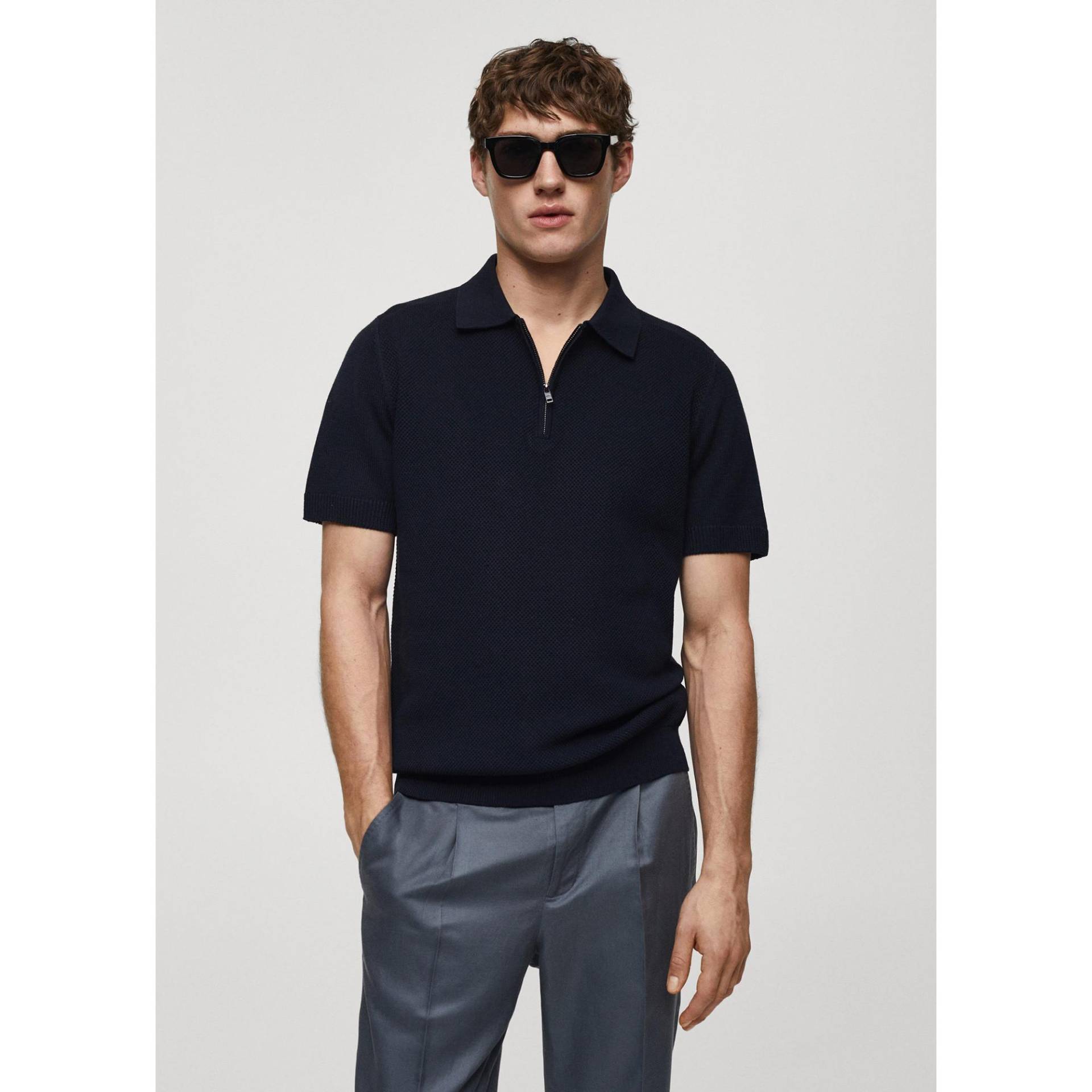 Poloshirt, Kurzarm Herren Marine M von Mango Man