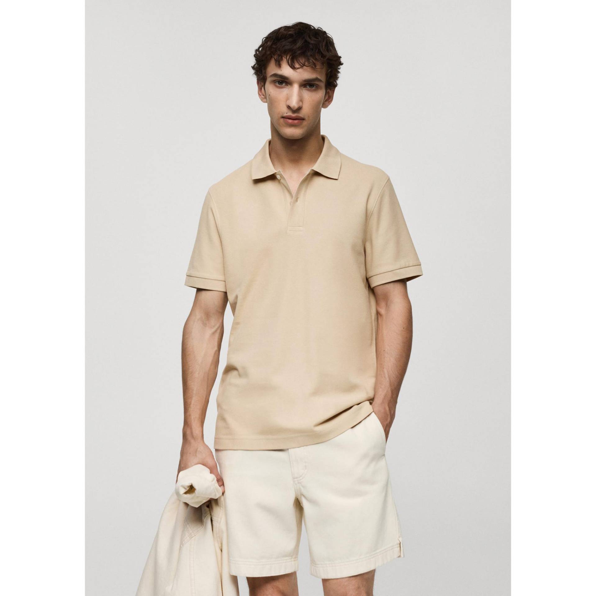 Poloshirt, Kurzarm Herren Nature L von Mango Man