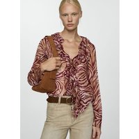 Gemusterte Bluse mit Volantdetails von Mango