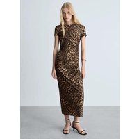 Kleid mit Leoparden-Print und Raffdetails von Mango