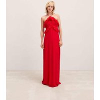 Neckholderkleid mit Volantdetails von Mango