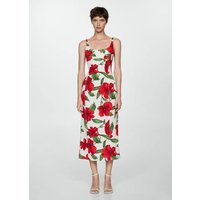 Langes Kleid mit Relief-Blumen von Mango