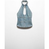 Neckholder-Top aus Denim von Mango