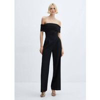 Schulterfreier Jumpsuit mit Raffdetail von Mango