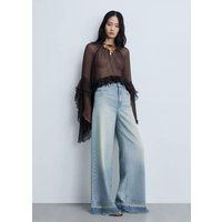 Wideleg-Jeans Devin mit ausgefranstem Saum von Mango