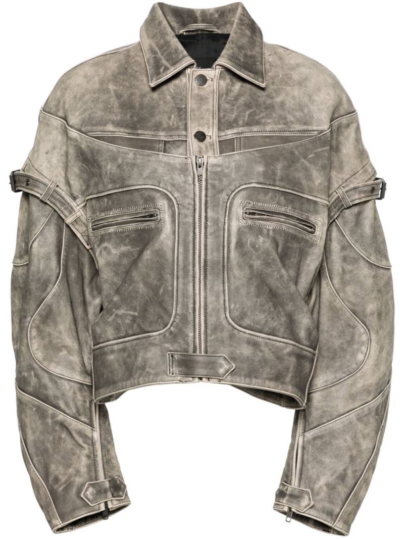 Manokhi Leya leather biker jacket - Grey von Manokhi