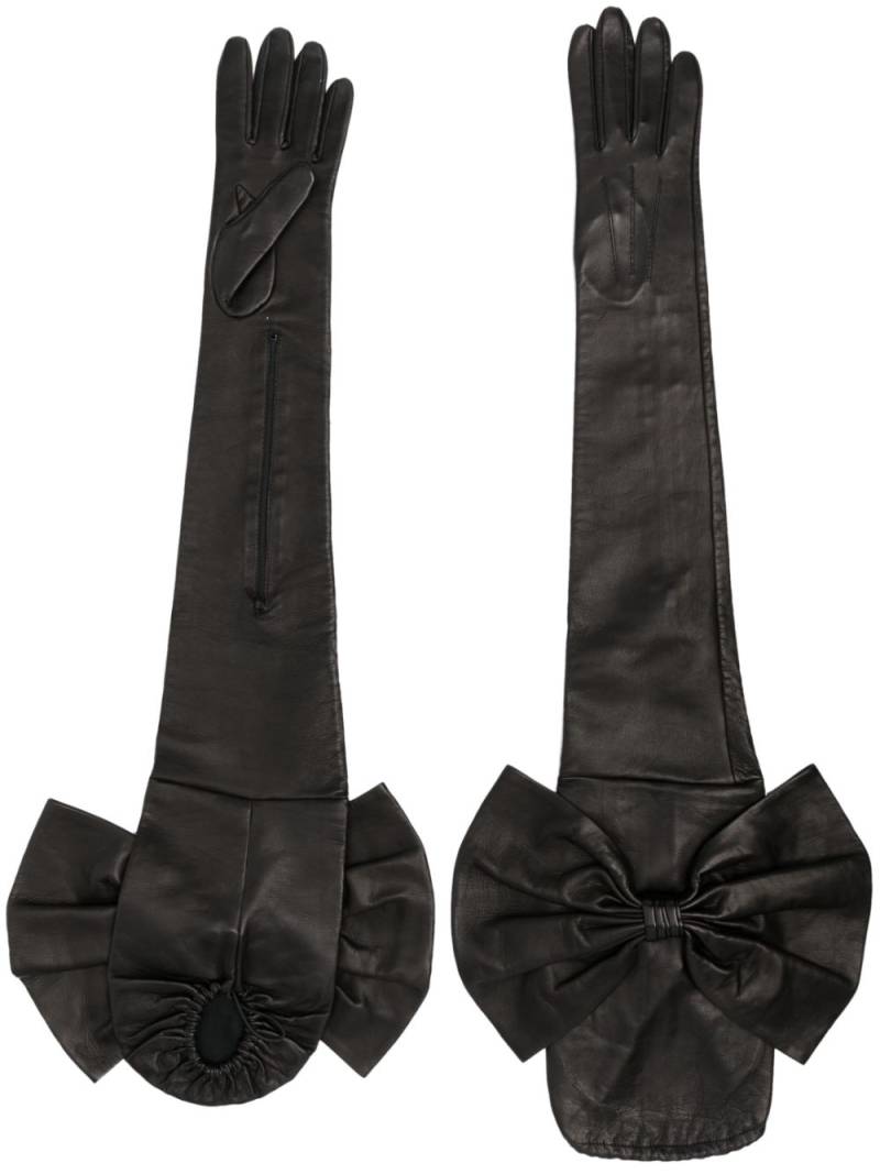 Manokhi bow-detail leather gloves - Black von Manokhi