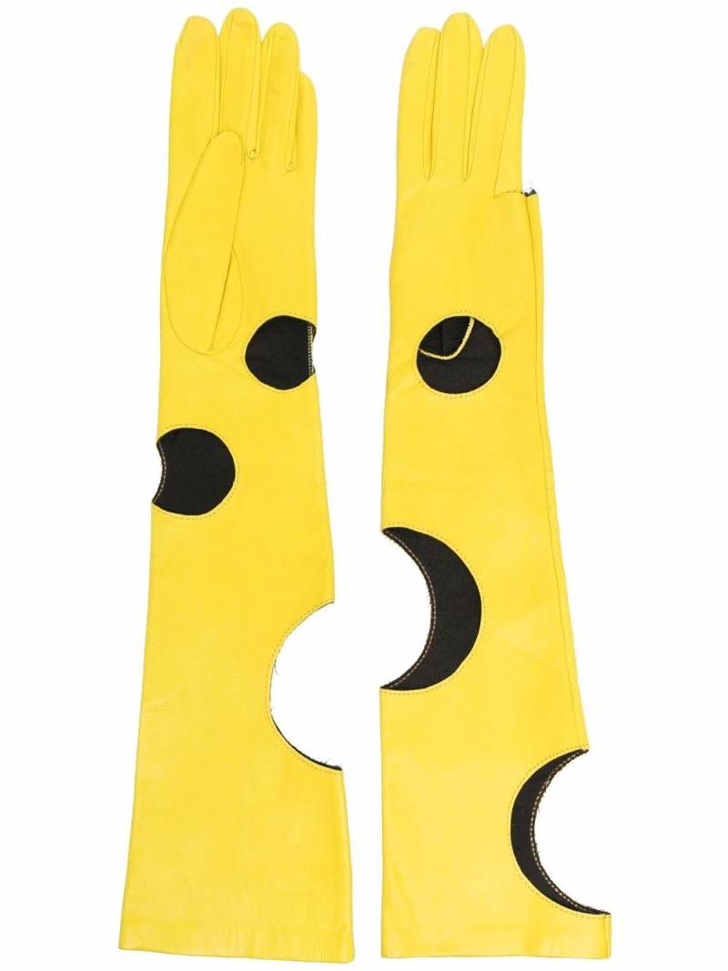 Manokhi cut out-detail leather gloves - Yellow von Manokhi