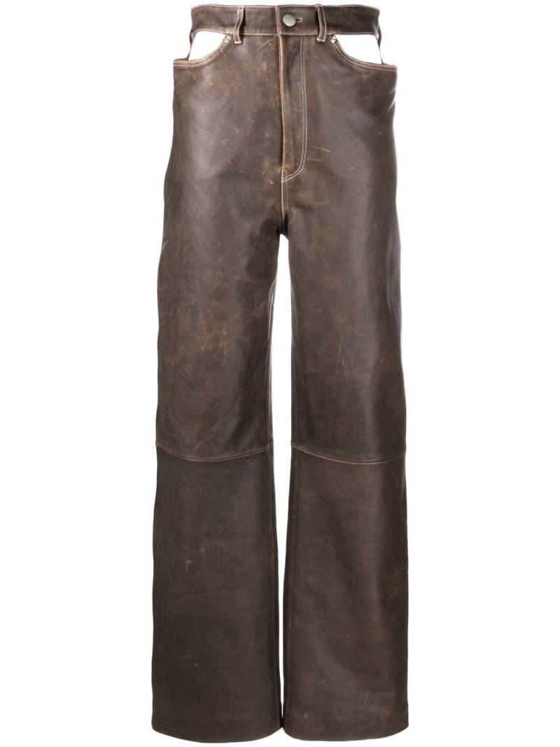 Manokhi cut-out leather palazzo pants - Brown von Manokhi