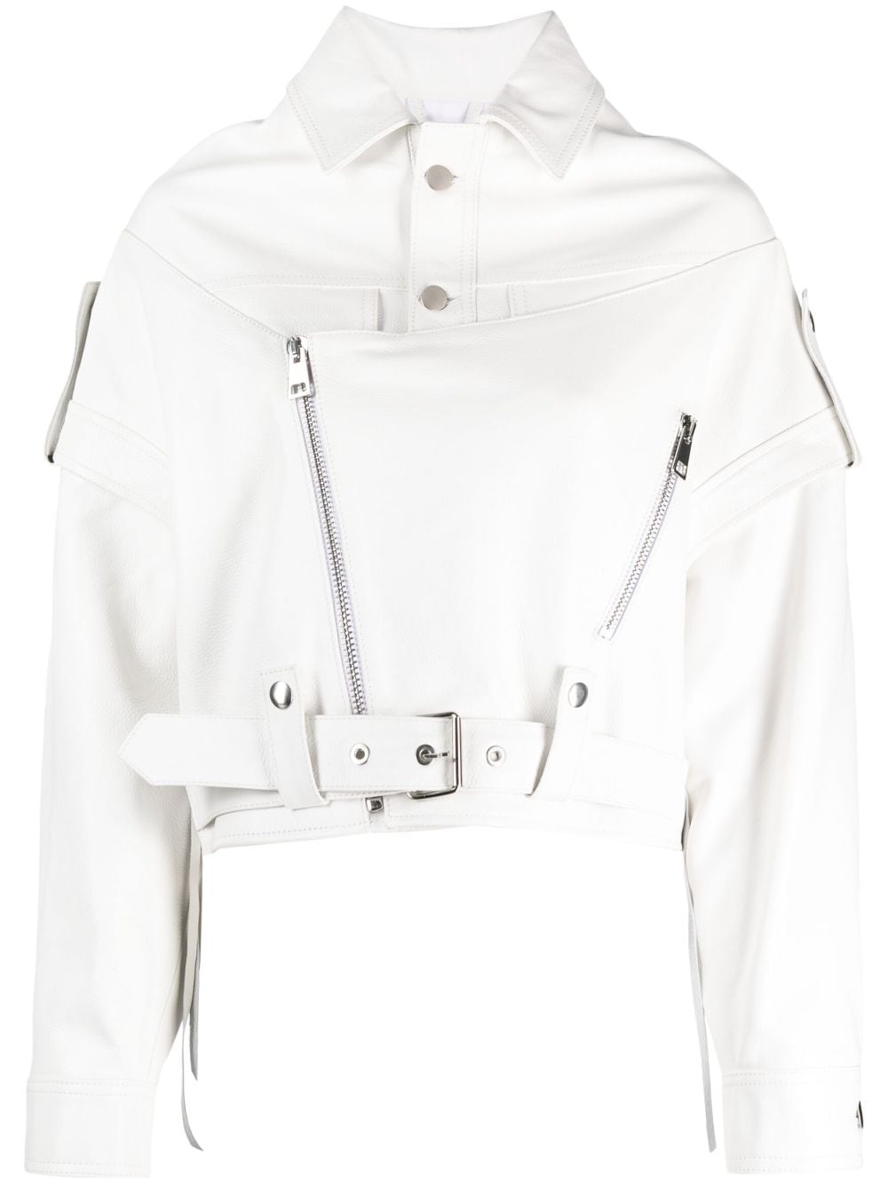 Manokhi detachable-sleeves cropped leather jacket - White von Manokhi