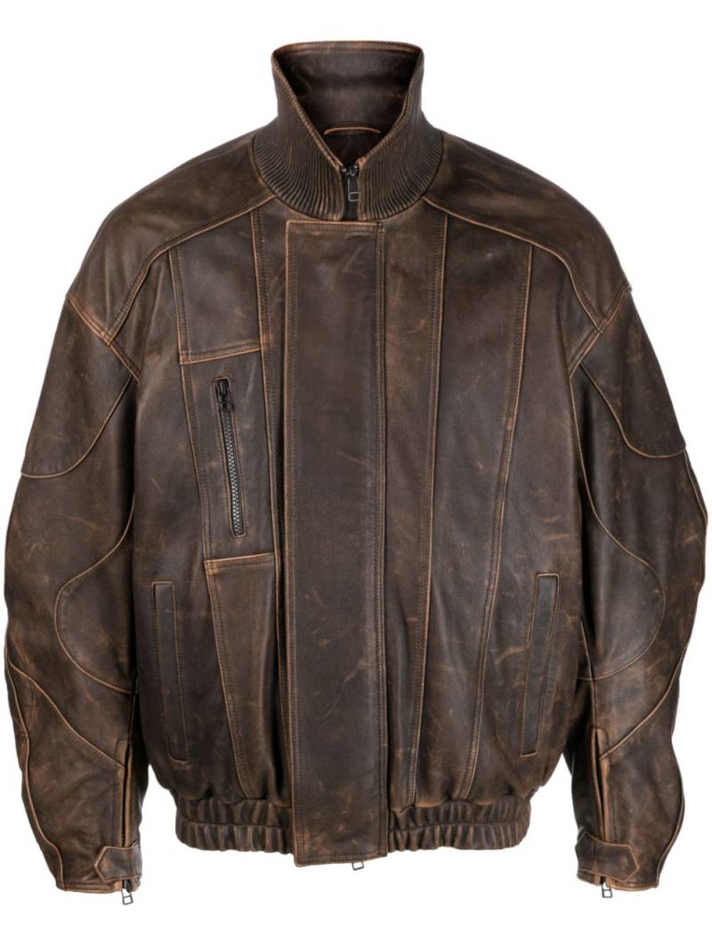 Manokhi high-neck leather jacket - Brown von Manokhi