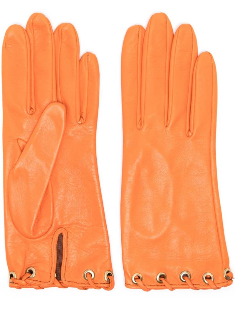 Manokhi whipstitch-trim leather gloves - Orange von Manokhi