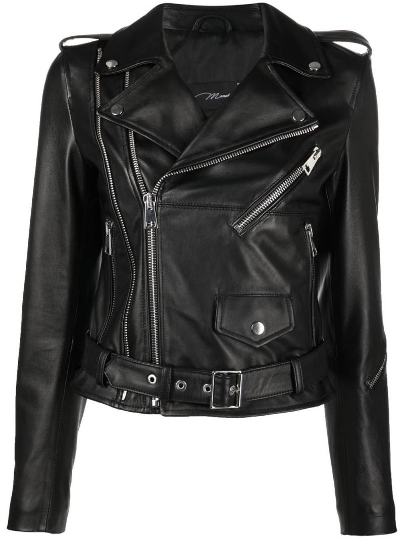 Manokhi zip-fastening leather biker jacket - Black von Manokhi