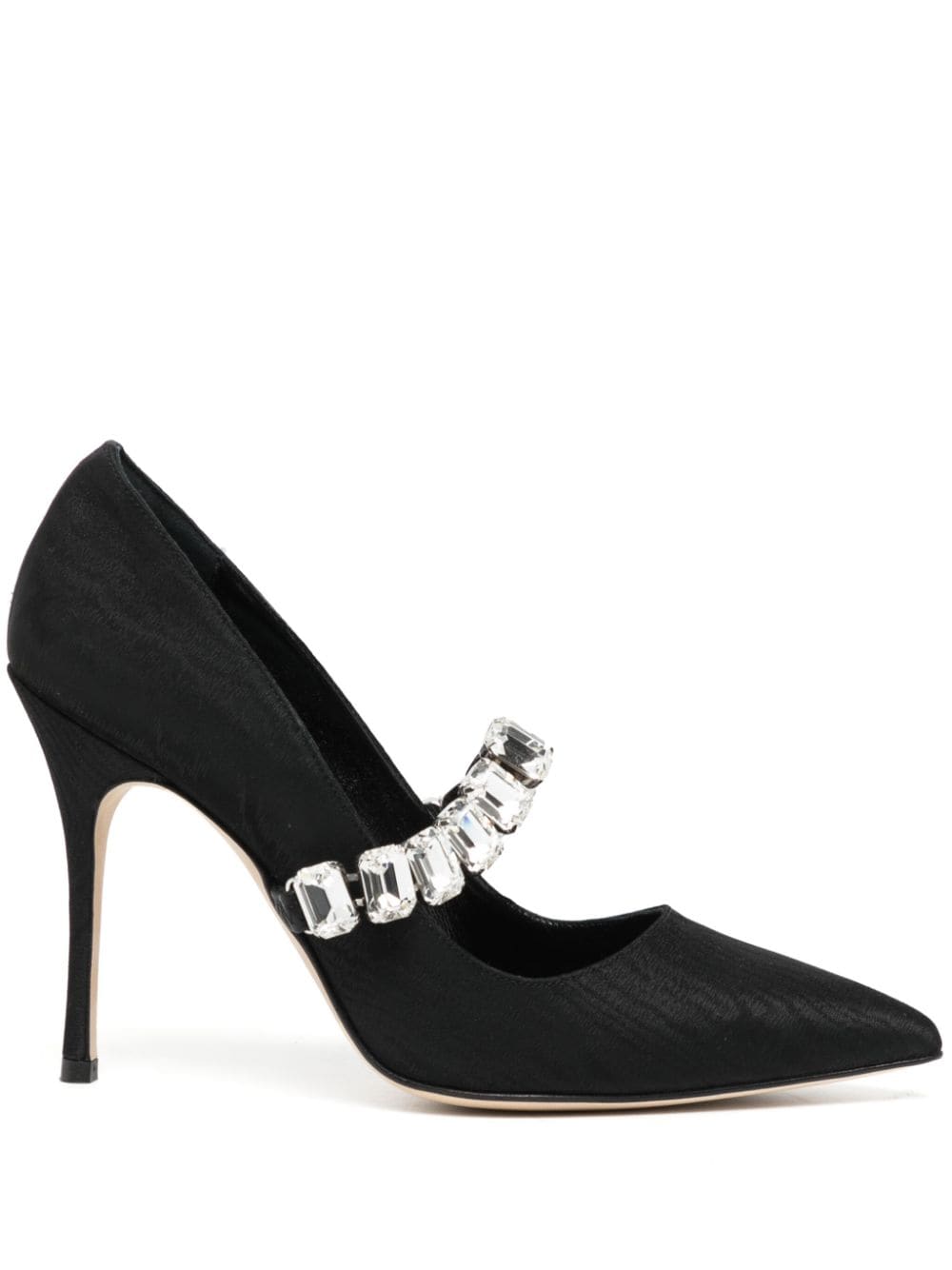 Manolo Blahnik 100mm crystal pointed pumps - Black von Manolo Blahnik