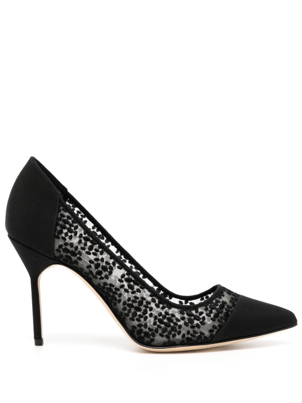 Manolo Blahnik 100mm embellished mesh pump - Black von Manolo Blahnik