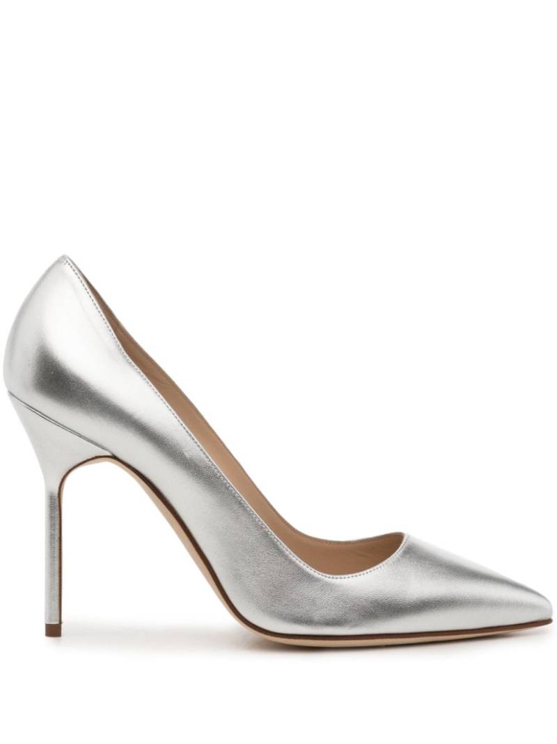 Manolo Blahnik 110mm metallic-leather pumps - Silver von Manolo Blahnik