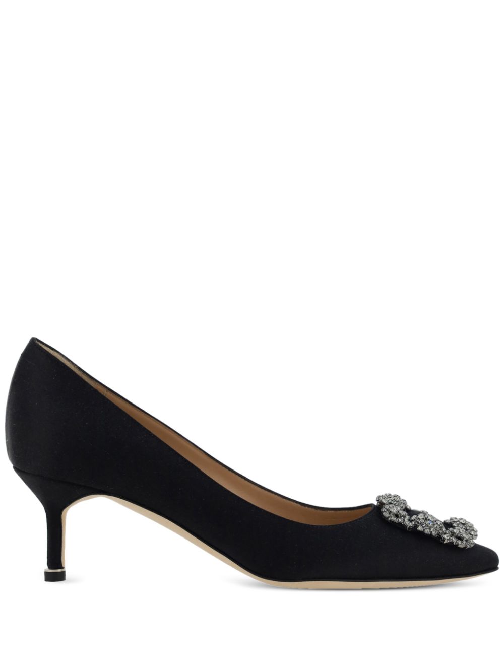 Manolo Blahnik 30mm Hangisi satin pumps - Black von Manolo Blahnik