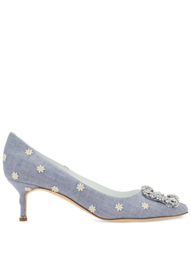 Manolo Blahnik 50mm Hangisi pumps - Blue von Manolo Blahnik