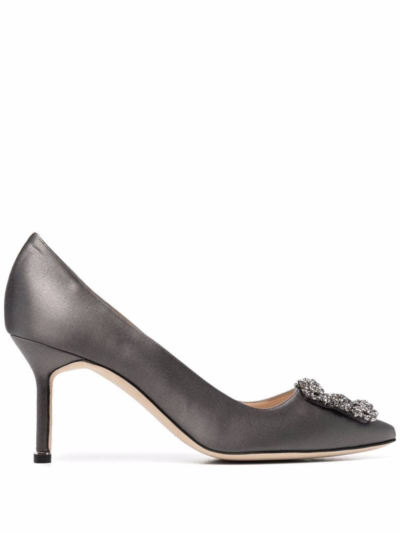 Manolo Blahnik 80mm Hangisi jewelled pumps - Grey von Manolo Blahnik