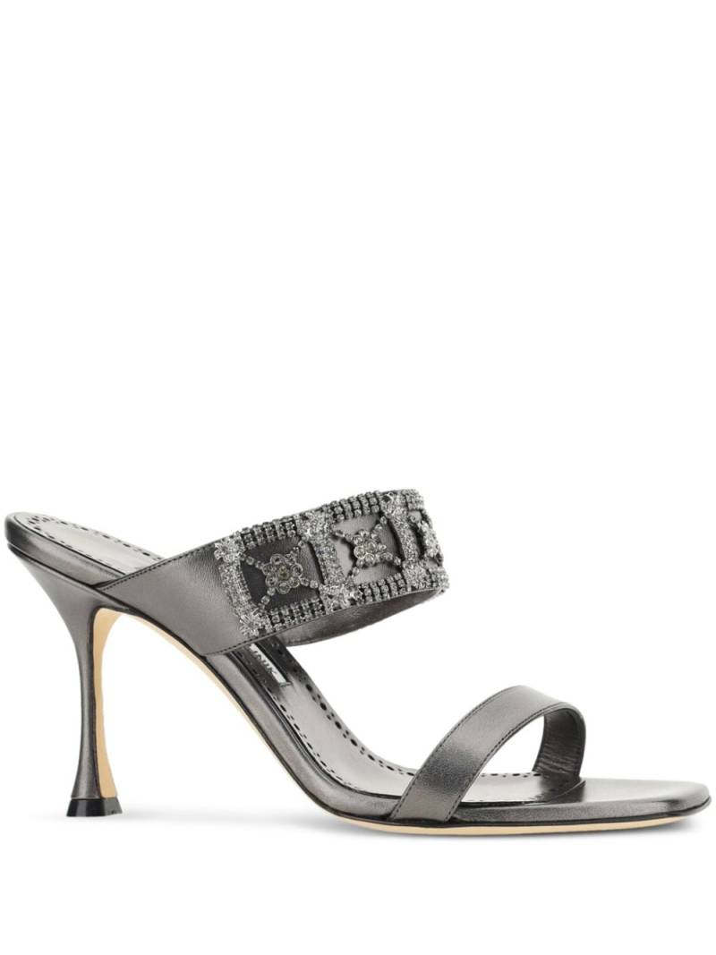 Manolo Blahnik 90mm Larapa mules - Grey von Manolo Blahnik