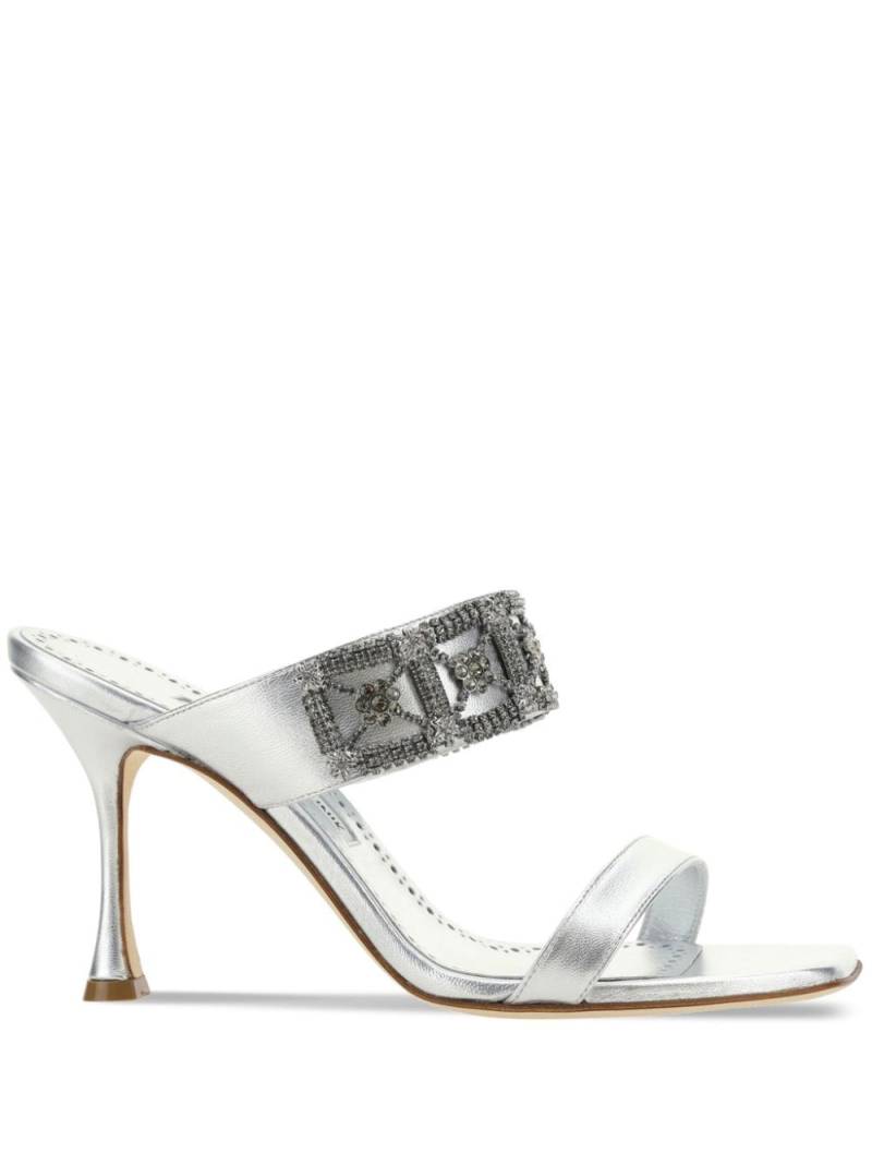 Manolo Blahnik 90mm Larapa mules - Silver von Manolo Blahnik