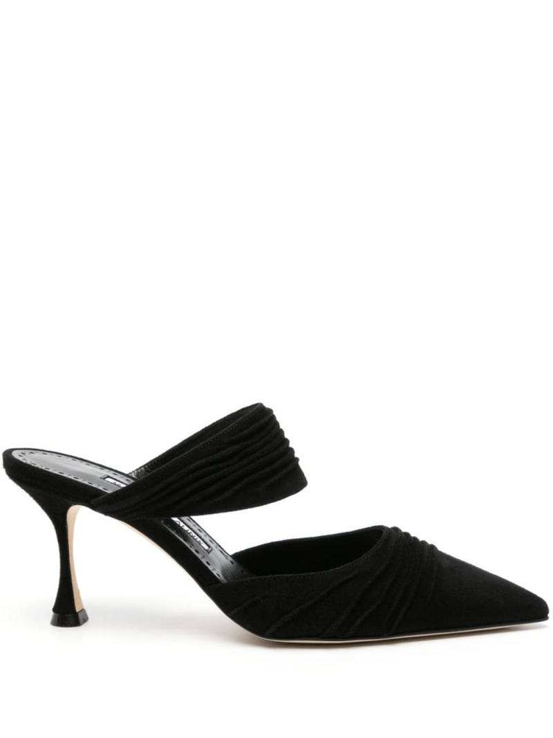 Manolo Blahnik Circeamu 70mm suede mules - Black von Manolo Blahnik