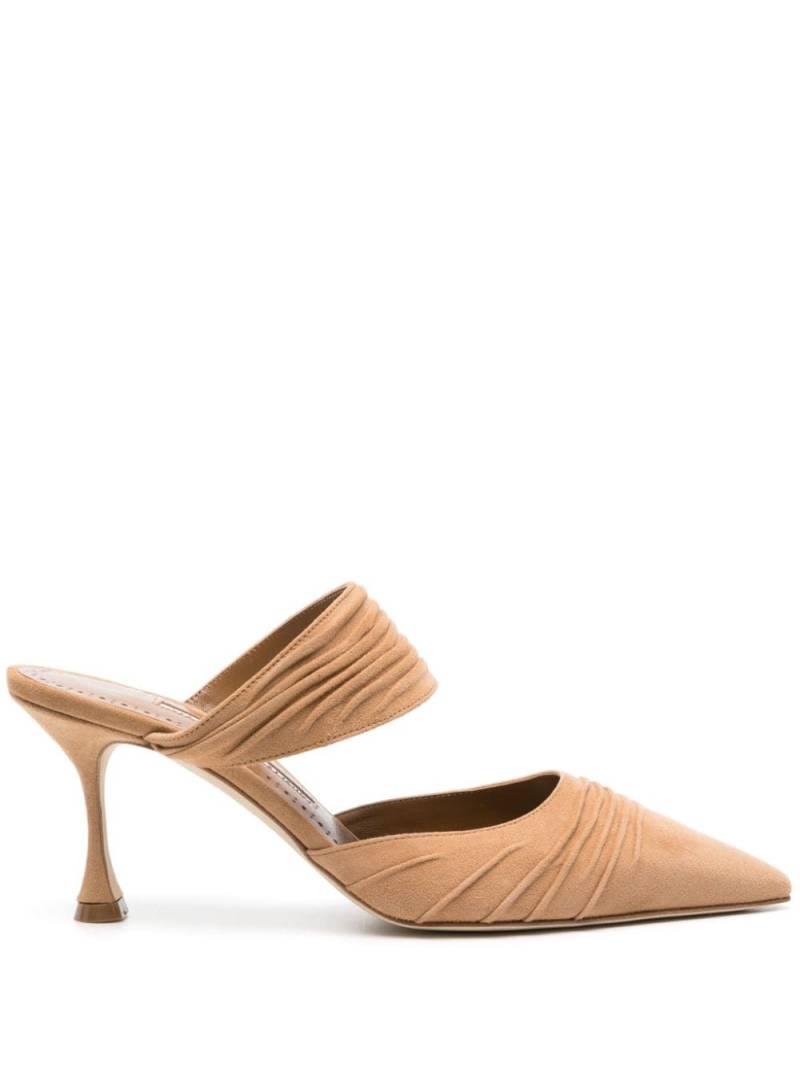 Manolo Blahnik Circeamu 70mm suede mules - Neutrals von Manolo Blahnik