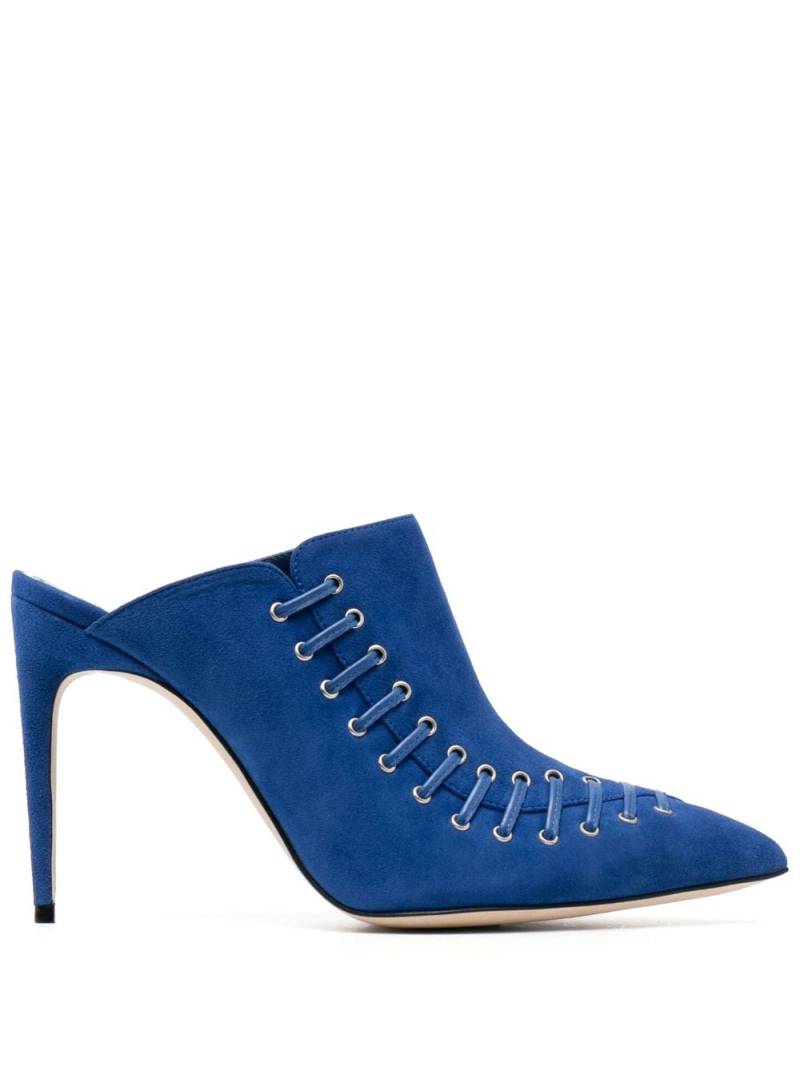 Manolo Blahnik Dobre 100mm suede mules - Blue von Manolo Blahnik