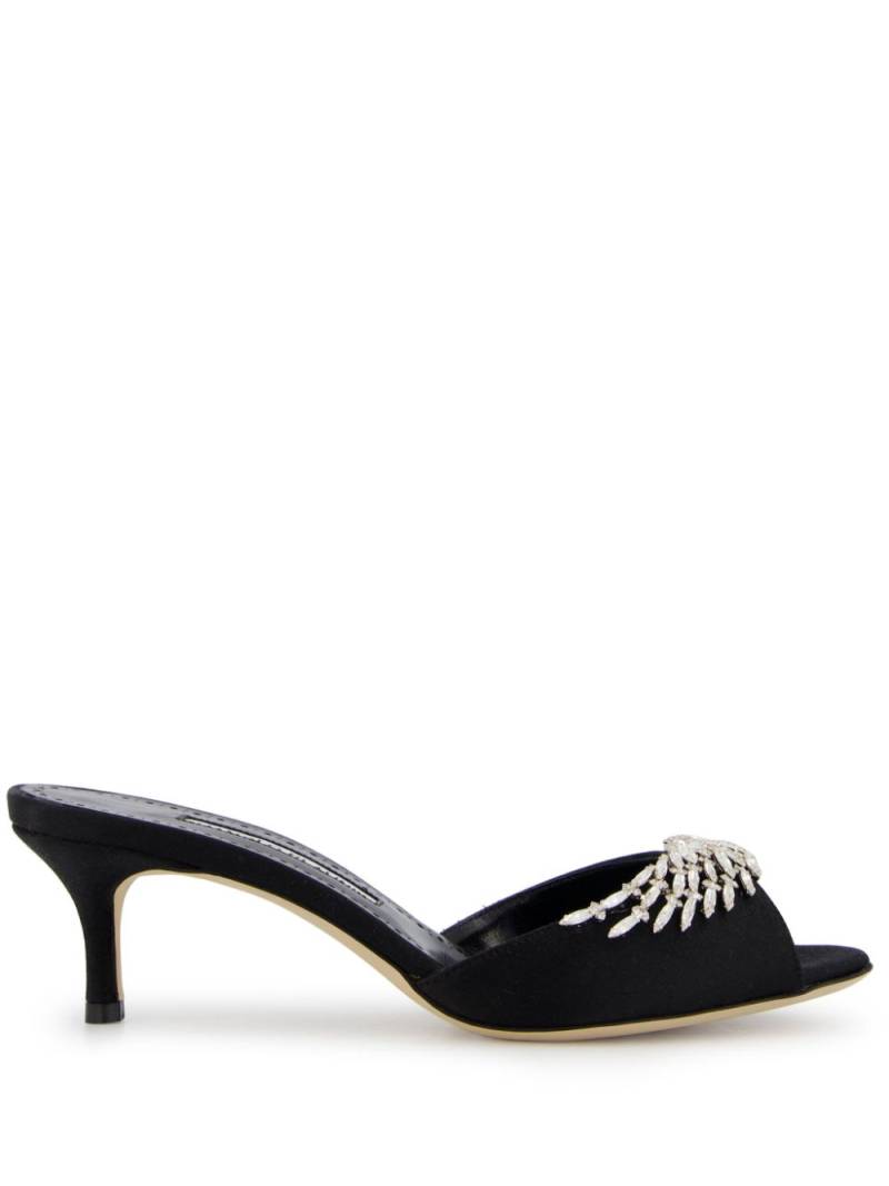 Manolo Blahnik Fabio 50mm crystal-embellished mules - Black von Manolo Blahnik