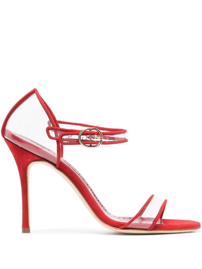 Manolo Blahnik Fersen 105mm suede sandals - Red von Manolo Blahnik