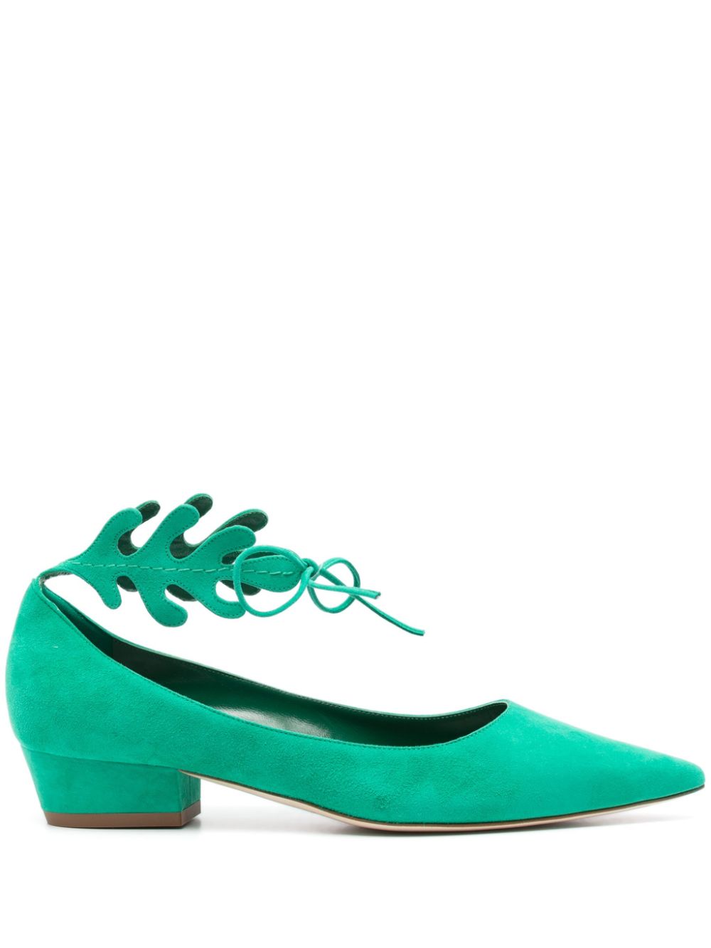 Manolo Blahnik Florette suede 30mm pumps - Green von Manolo Blahnik