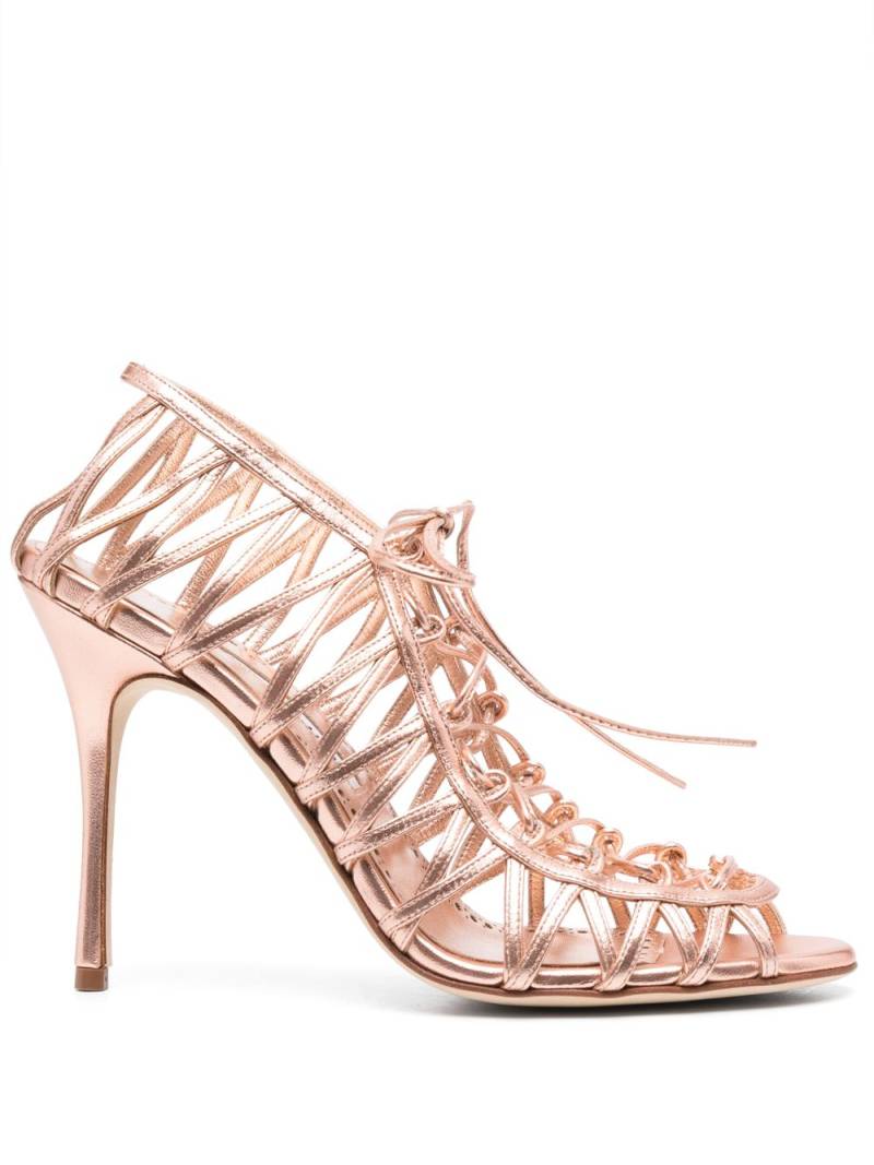 Manolo Blahnik Hamza 100mm strappy metallic sandals - Pink von Manolo Blahnik