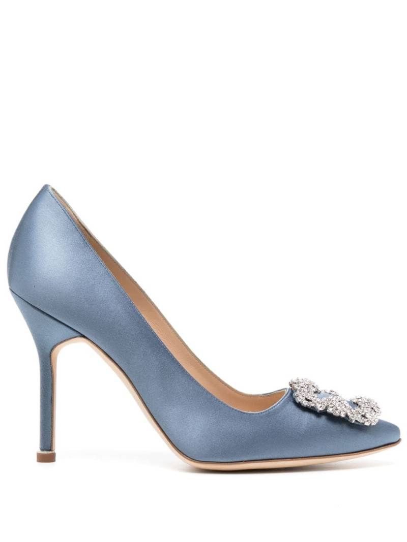 Manolo Blahnik Hangisi 100mm pumps - Blue von Manolo Blahnik