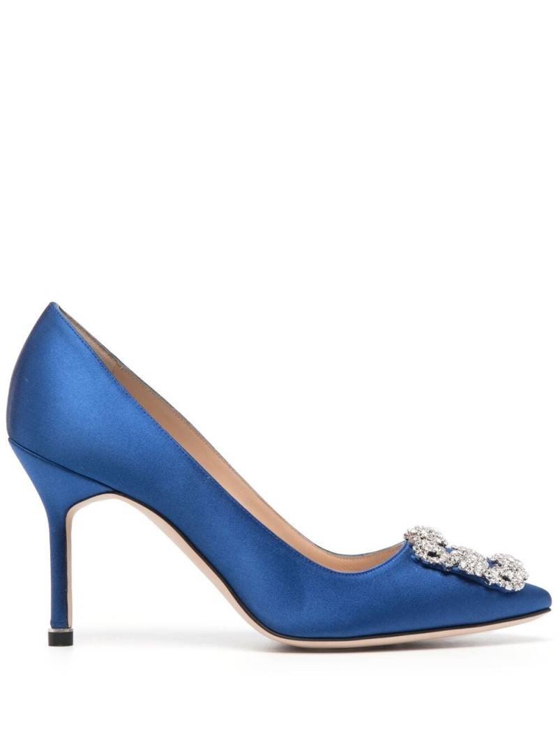 Manolo Blahnik Hangisi 105mm embellished satin pumps - Blue von Manolo Blahnik