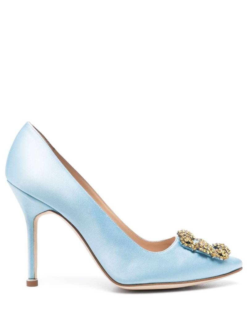 Manolo Blahnik Hangisi 105mm satin pumps - Blue von Manolo Blahnik