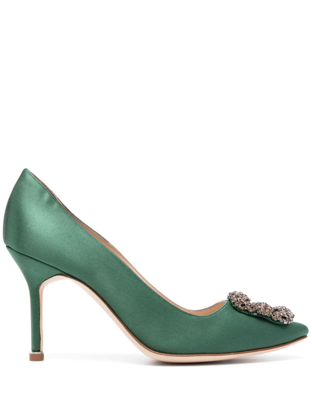 Manolo Blahnik Hangisi 105mm satin pumps - Green von Manolo Blahnik