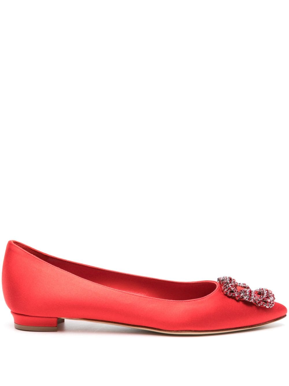 Manolo Blahnik Hangisi 10mm satin ballerina shoes - Red von Manolo Blahnik