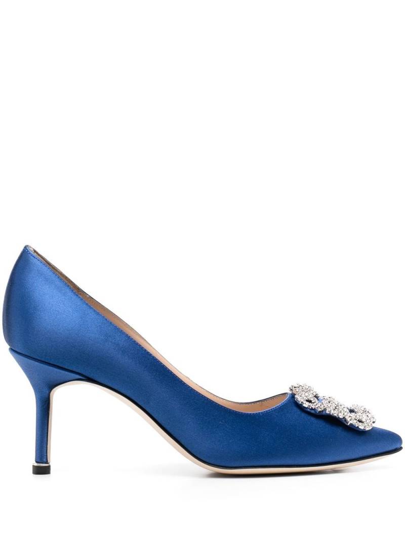 Manolo Blahnik Hangisi 60mm crystal-buckle pumps - Blue von Manolo Blahnik