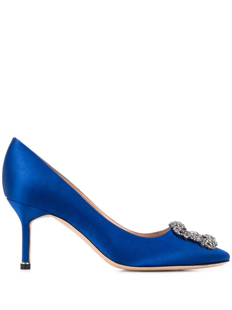 Manolo Blahnik Hangisi 70 jewel-buckle pumps - Blue von Manolo Blahnik