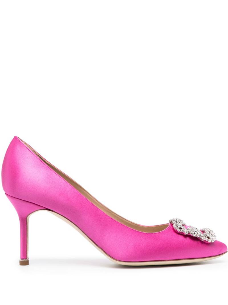 Manolo Blahnik Hangisi 70mm crystal-buckle pumps - Pink von Manolo Blahnik