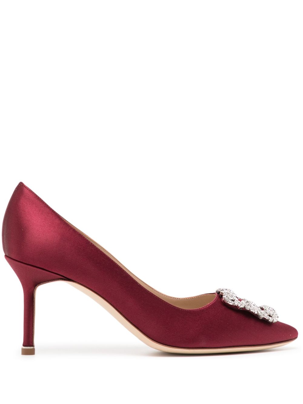 Manolo Blahnik Hangisi 70mm crystal-buckle pumps - Red von Manolo Blahnik