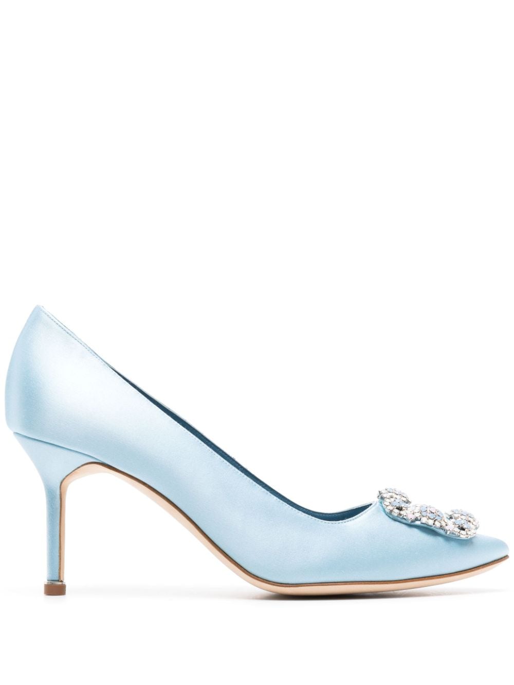 Manolo Blahnik Hangisi 70mm crystal satin pumps - Blue von Manolo Blahnik